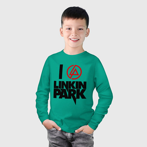 Детский лонгслив I love Linkin Park / Зеленый – фото 3