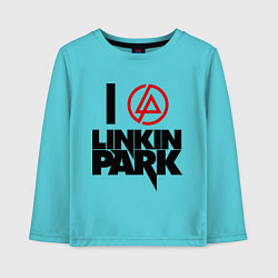 Лонгслив хлопковый детский I love Linkin Park, цвет: бирюзовый