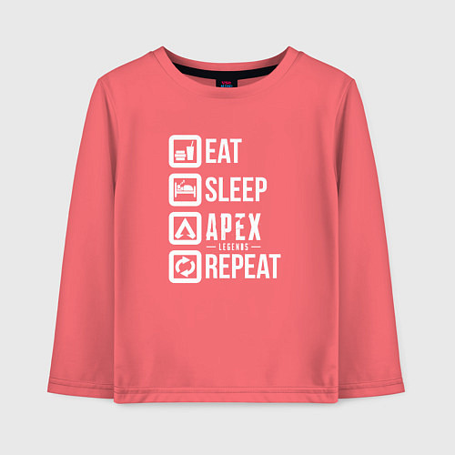 Детский лонгслив Eat, Sleep, Apex, Repeat / Коралловый – фото 1