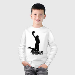 Лонгслив хлопковый детский Jordan Basketball, цвет: белый — фото 2