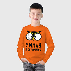 Лонгслив хлопковый детский Сова умная, цвет: оранжевый — фото 2