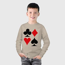 Лонгслив хлопковый детский Масти карт, цвет: миндальный — фото 2