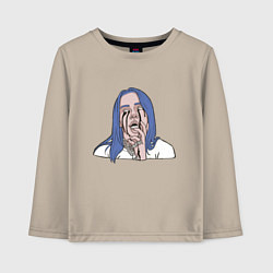 Лонгслив хлопковый детский Billie Eilish, цвет: миндальный