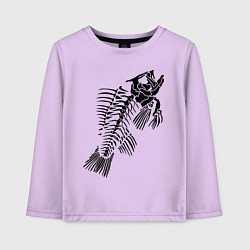 Лонгслив хлопковый детский Рыбий скелет, цвет: лаванда