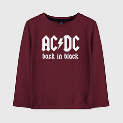 Лонгслив хлопковый детский ACDC BACK IN BLACK, цвет: меланж-бордовый