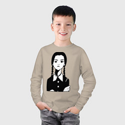Лонгслив хлопковый детский Wednesday Addams, цвет: миндальный — фото 2