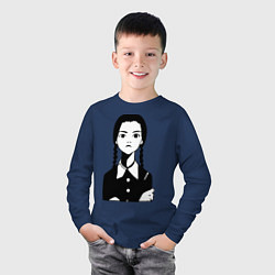 Лонгслив хлопковый детский Wednesday Addams, цвет: тёмно-синий — фото 2