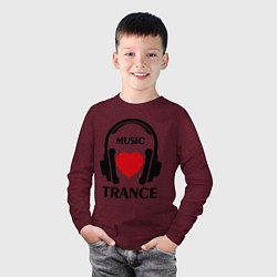 Лонгслив хлопковый детский Trance Music is Love, цвет: меланж-бордовый — фото 2