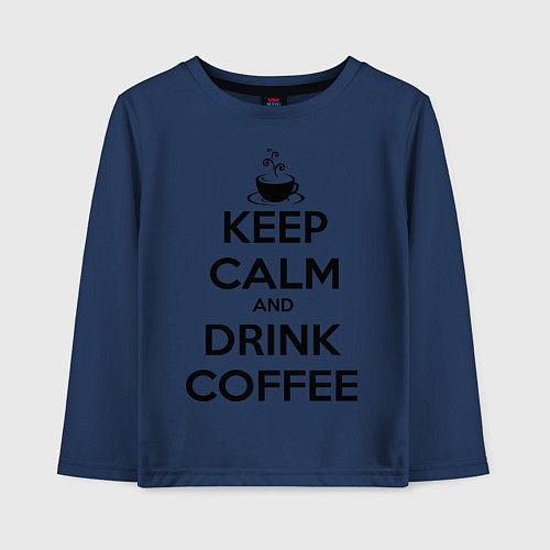 Детский лонгслив Keep Calm & Drink Coffee / Тёмно-синий – фото 1