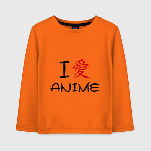 Детский лонгслив I love anime / Оранжевый – фото 1