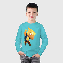 Лонгслив хлопковый детский BRAWL STARS CROW PHOENIX, цвет: бирюзовый — фото 2