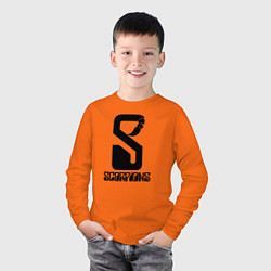 Лонгслив хлопковый детский Scorpions logo, цвет: оранжевый — фото 2