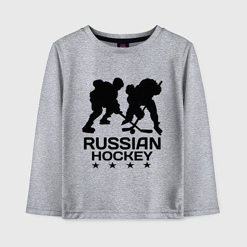 Детский лонгслив Russian hockey stars / Меланж – фото 1