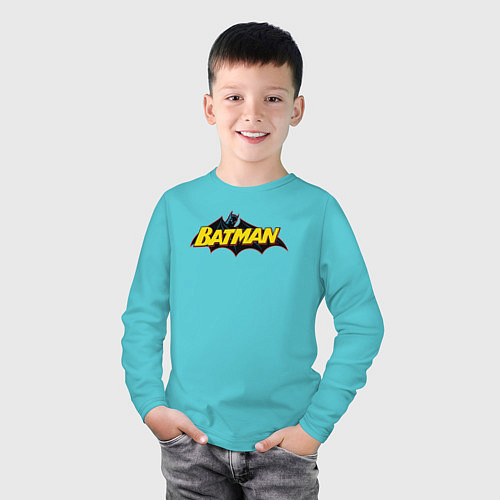 Детский лонгслив Batman Logo / Бирюзовый – фото 3