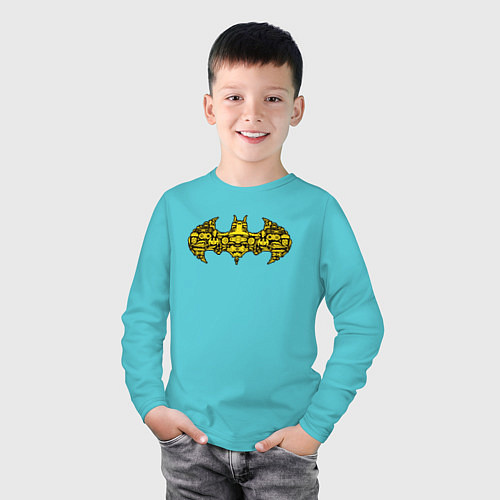 Детский лонгслив Batman logo / Бирюзовый – фото 3