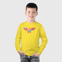 Лонгслив хлопковый детский Wonder Woman logo, цвет: желтый — фото 2