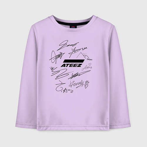 Детский лонгслив Ateez автографы / Лаванда – фото 1