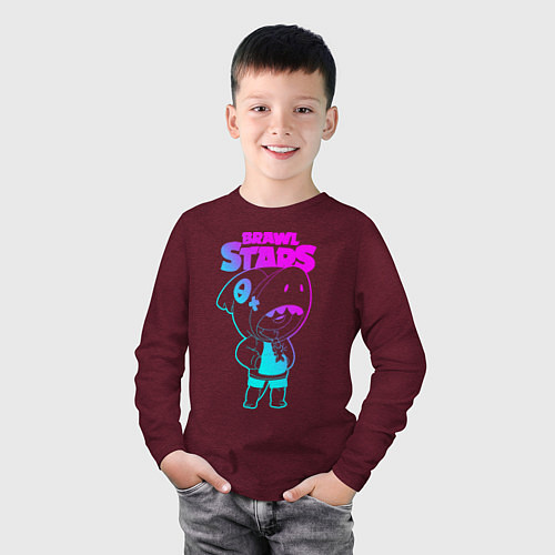 Детский лонгслив Brawl Stars LEON / Меланж-бордовый – фото 3