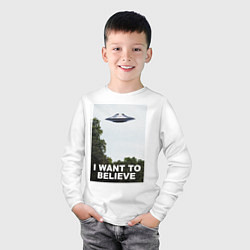 Лонгслив хлопковый детский I WANT TO BELIEVE, цвет: белый — фото 2