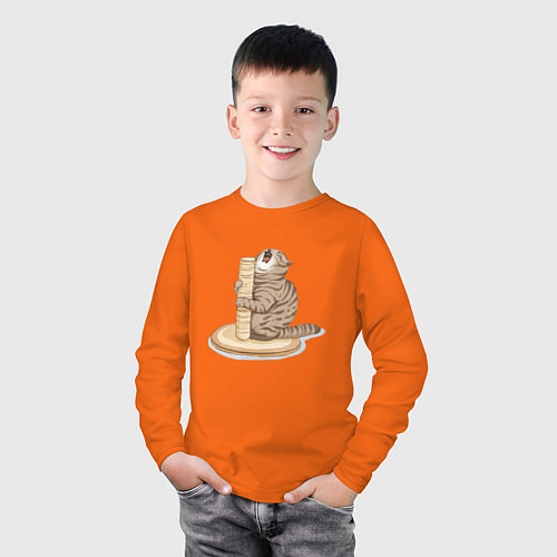 Детский лонгслив Орущий Кот / Оранжевый – фото 3