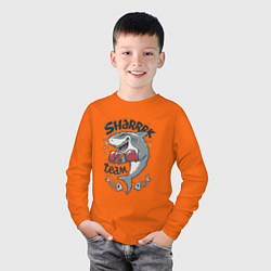 Лонгслив хлопковый детский Shark Team, цвет: оранжевый — фото 2