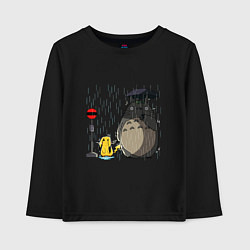 Лонгслив хлопковый детский Тоторо под дождём, цвет: черный