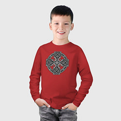 Лонгслив хлопковый детский Кельтский крест, цвет: красный — фото 2