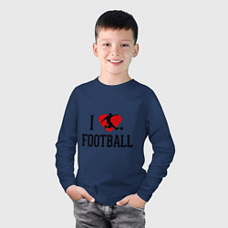 Лонгслив хлопковый детский I love football, цвет: тёмно-синий — фото 2