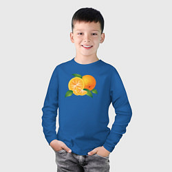 Лонгслив хлопковый детский Апельсины, цвет: синий — фото 2