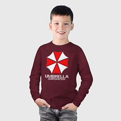 Лонгслив хлопковый детский UMBRELLA CORP, цвет: меланж-бордовый — фото 2