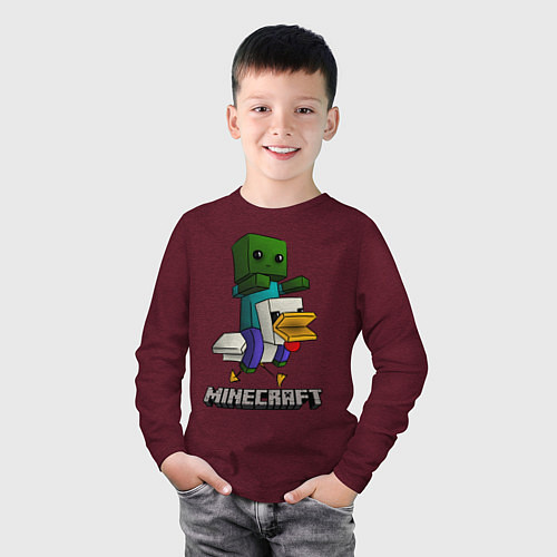 Детский лонгслив MINECRAFT / Меланж-бордовый – фото 3