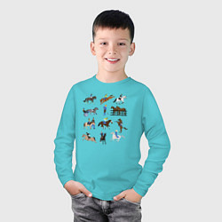 Лонгслив хлопковый детский Конный виды спорта, цвет: бирюзовый — фото 2