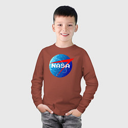 Лонгслив хлопковый детский NASA Pixel, цвет: кирпичный — фото 2