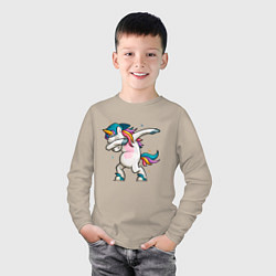 Лонгслив хлопковый детский Единорог, цвет: миндальный — фото 2