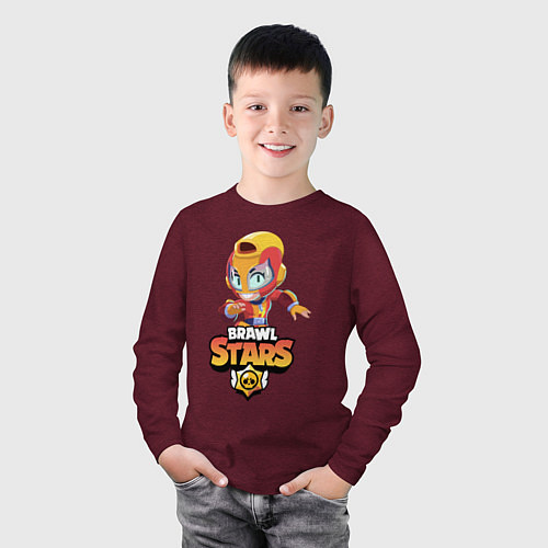 Детский лонгслив BRAWL STARS MAX / Меланж-бордовый – фото 3