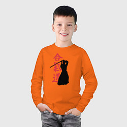 Лонгслив хлопковый детский Айкидо, цвет: оранжевый — фото 2