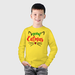 Лонгслив хлопковый детский Meow Catmas, цвет: желтый — фото 2