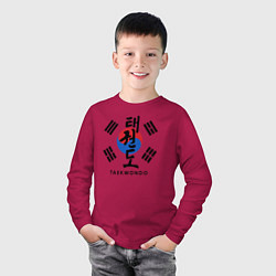 Лонгслив хлопковый детский Taekwondo, цвет: маджента — фото 2