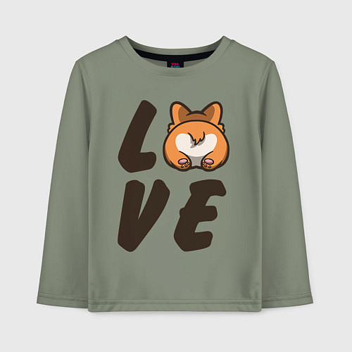 Детский лонгслив Love Corgi / Авокадо – фото 1