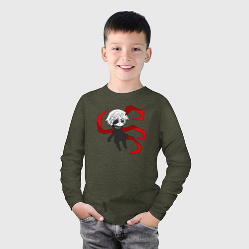 Детский лонгслив Токийский гуль / Меланж-хаки – фото 3