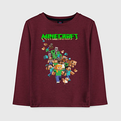 Лонгслив хлопковый детский Minecraft, цвет: меланж-бордовый