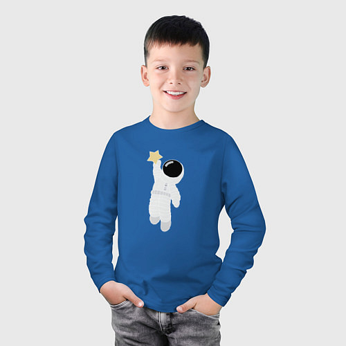 Детский лонгслив Космонавт и звезда / Синий – фото 3