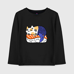 Лонгслив хлопковый детский Sushi Cat, цвет: черный