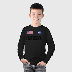 Лонгслив хлопковый детский NASA НАСА, цвет: черный — фото 2