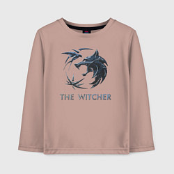 Лонгслив хлопковый детский Ведьмак Белый волк Геральт, цвет: пыльно-розовый