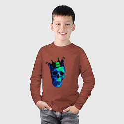 Лонгслив хлопковый детский Skeleton King, цвет: кирпичный — фото 2