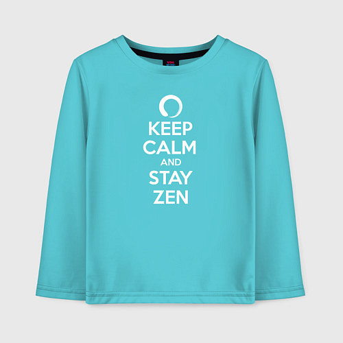 Детский лонгслив Keep calm & stay Zen / Бирюзовый – фото 1