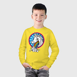 Лонгслив хлопковый детский Unicorn do Rainbow, цвет: желтый — фото 2
