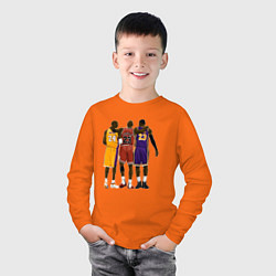 Лонгслив хлопковый детский Kobe, Michael, LeBron, цвет: оранжевый — фото 2