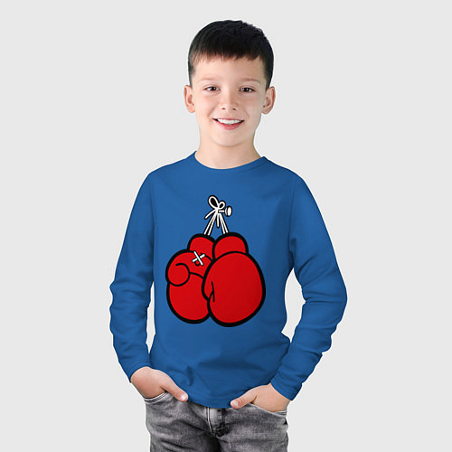 Детский лонгслив Боксерские перчатки / Синий – фото 3